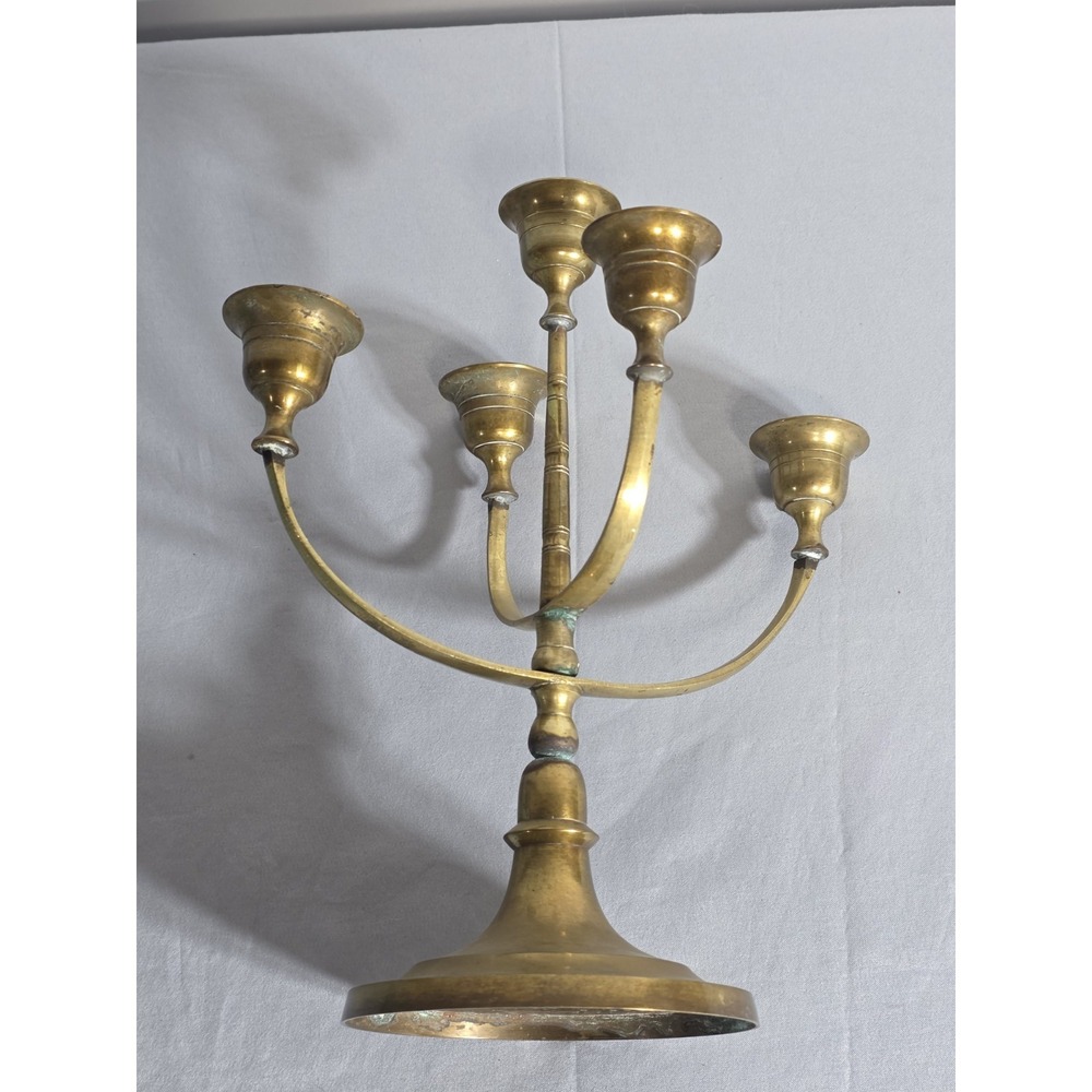 brass gold candelabra 5 Candlestick Centerpiece Vintage Decor Home - Picture 9 of 10